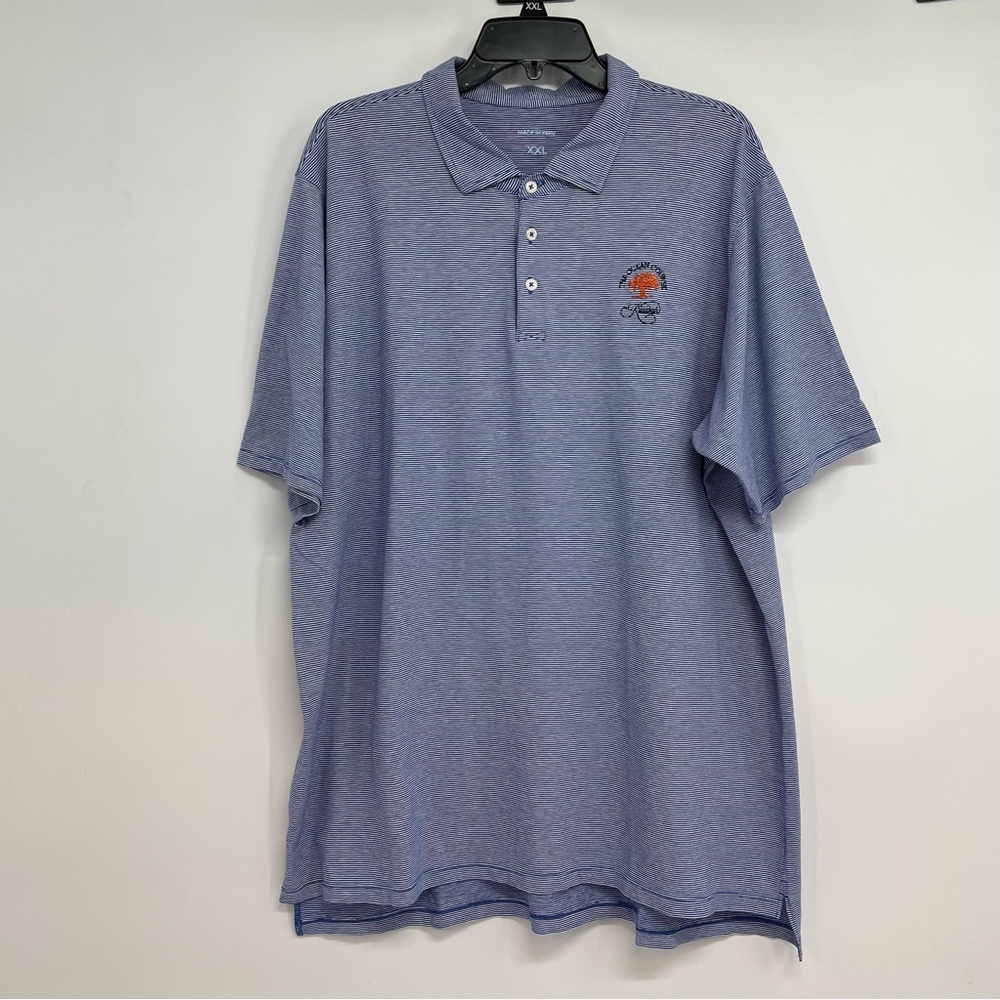 B. Draddy polo golf shirt Men’s XXL Blue Striped Kiawah The Ocean Course